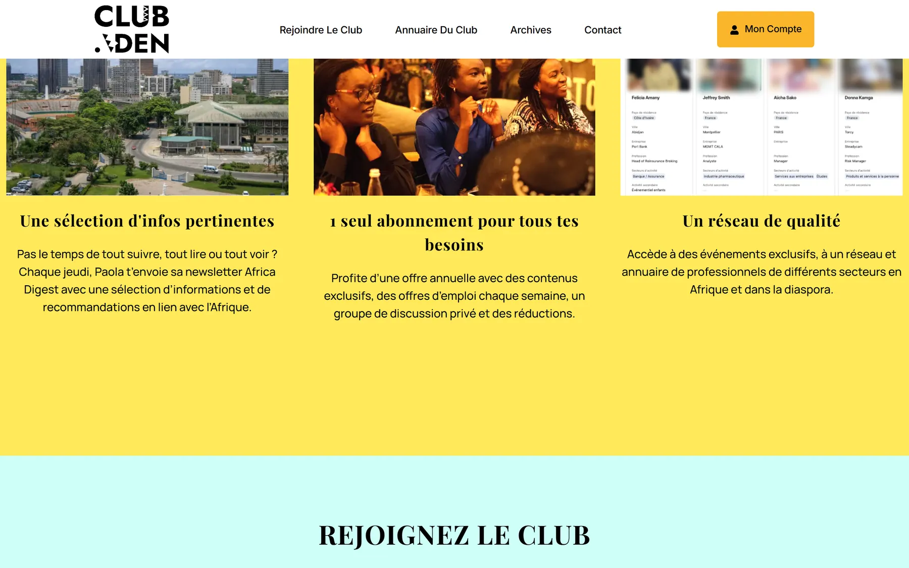 Ancienne section « Rejoins le club » : infos pertinentes, un seul abonnement, un réseau de qualité.