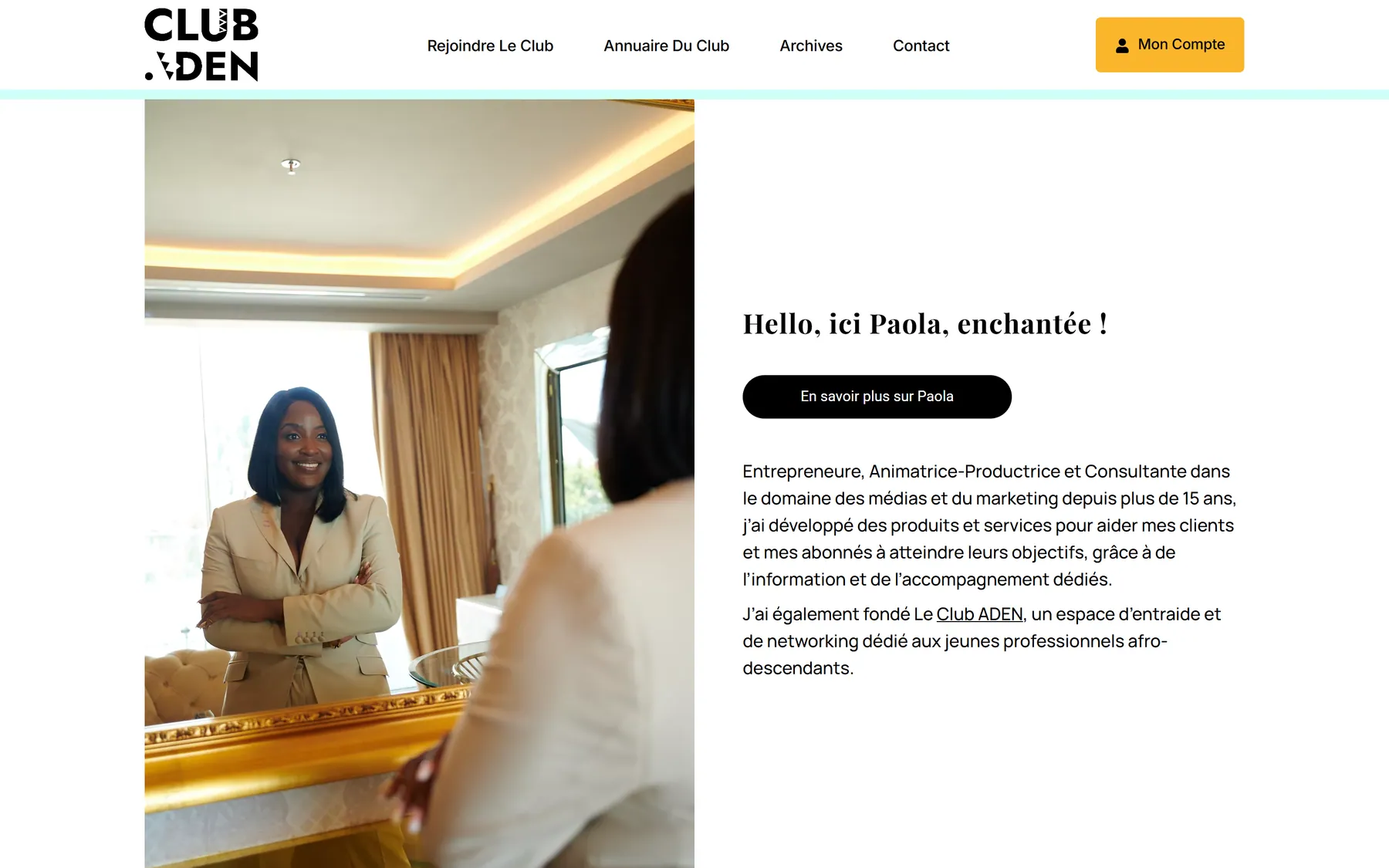 Ancienne section de présentation de la fondatrice, Paola Audrey.
