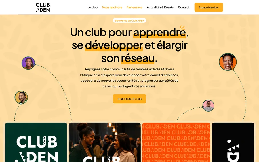Club ADEN — page d’accueil du site.