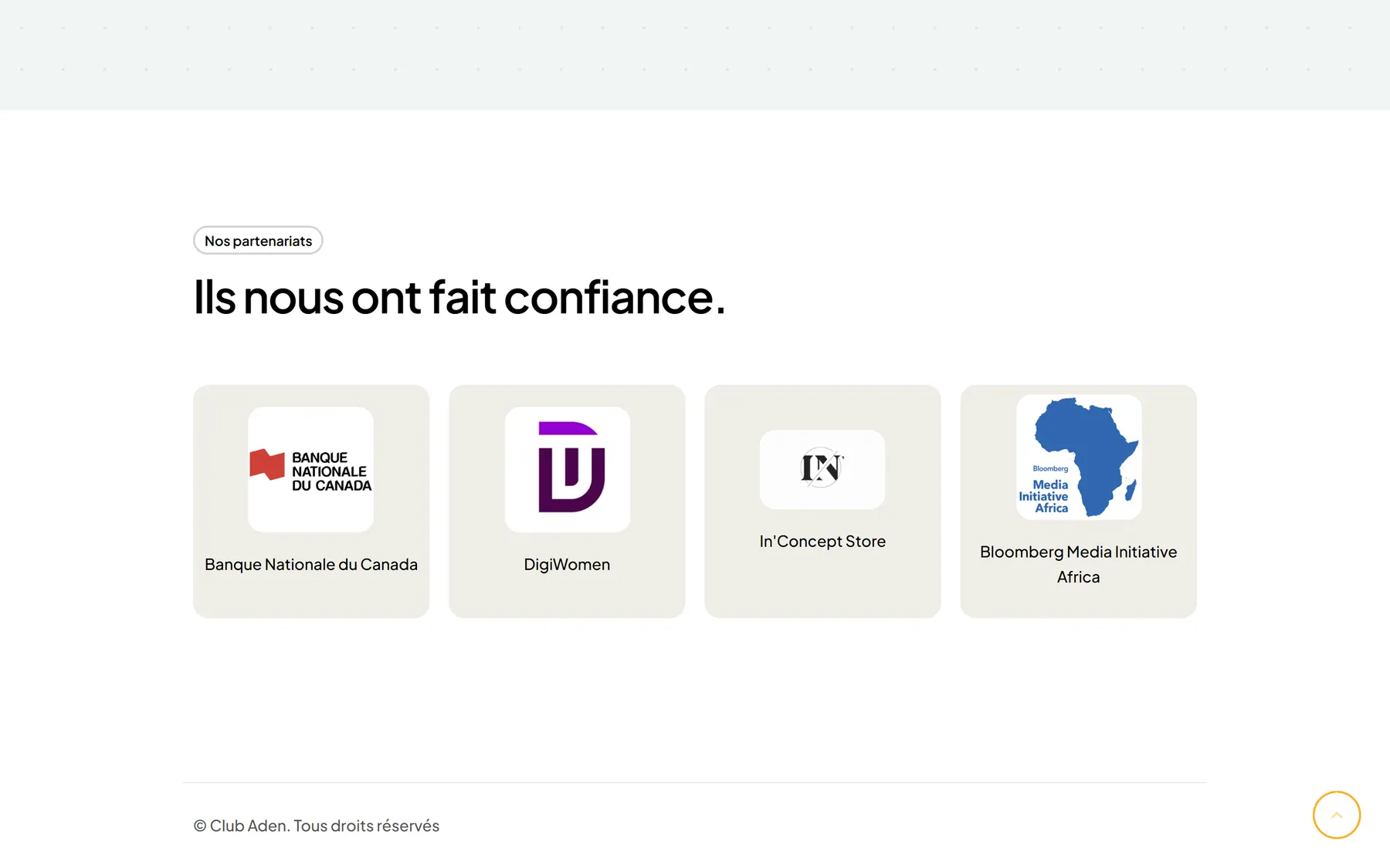 Section « Ils nous ont fait confiance » du site actuel : logos des quatre partenaires.