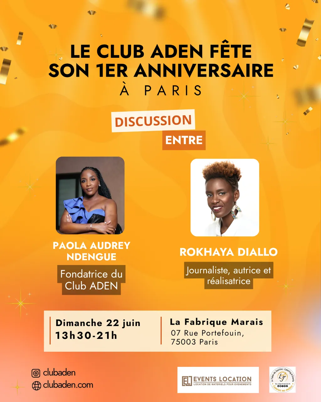 Affiche : le Club ADEN fête son 1er anniversaire à Paris, dimanche 22 juin, La Fabrique Marais.
