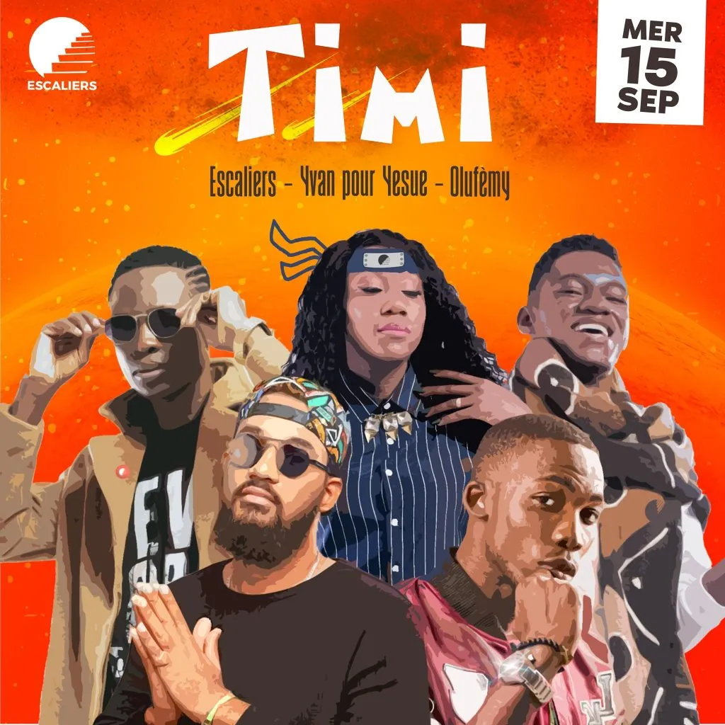 Visuel « Timi — Escaliers, Yvan pour Yésue, Olufemy — mer. 15 sep. ». Visuel d’archive Escaliers.
